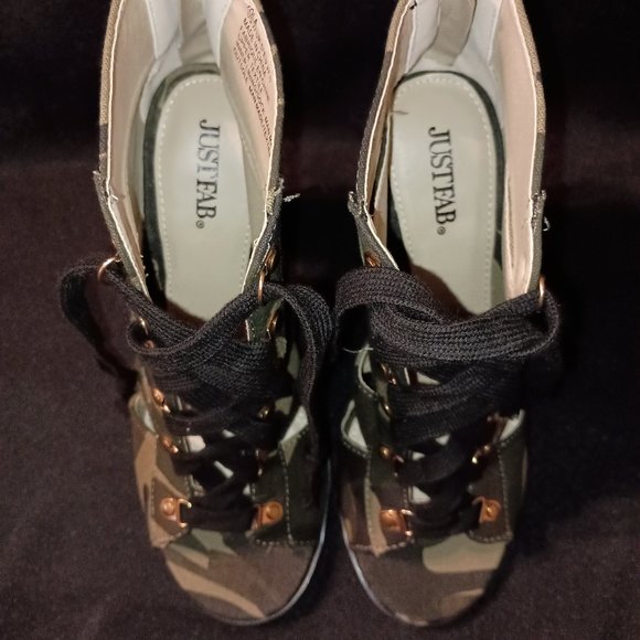 (JUSTFAB) Zola Lace-Up Gladiator Chunky Heeled Bootie - Picture 2 of 11